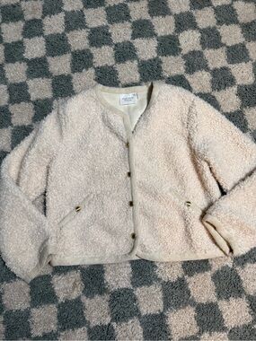 TUCKERNUCK Hyacinth House ivory teddy sherpa boucle jacket classy old money Lg